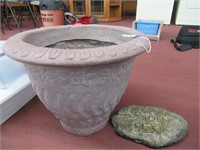 garden rock and large planter