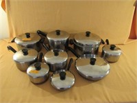 9 PC. COPPER BOTTOM COOKWARE SET: