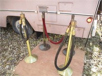 4pc Vintage Brass Stanchion Rope Barriers