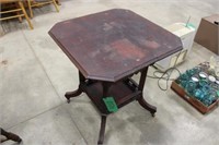 26" Sq Antique Wooden Parlor Table