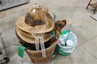 Straw Hats, Wicker Baskets, Garbage Cans, Misc