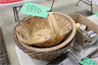 Wood Bowl & 3 Baskets