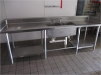 108" SS Double Sink Work Table