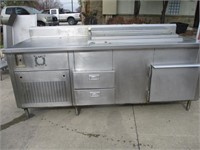 8" SS Prep Table with Sid Work top and Refrigerat