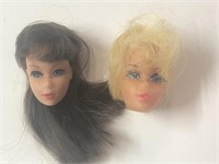 Vintage lot of 2 Rooted eyelash Barbie heads