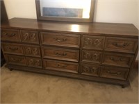 Wood dresser with mirror unmarked measures approx