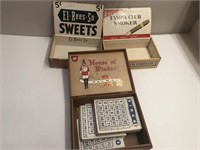 Vintage lot of advertising cigar boxes on full of