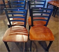 4 MATCHING METAL FRAMED WOOD SEAT CHAIRS