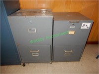 (2) File Cabinets 2-Drawer Grey Metal