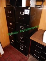 (2) File Cabinet 4-Drawer Metal Black 52" x 15" 25