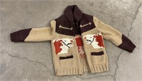 Vintage Cowichan Indian Wool Cow Sweater