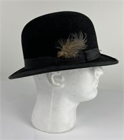 Antique 1920's Beaver Felt Bowler Derby Hat