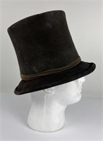 Antique Stovepipe Beaver Felt Top Hat
