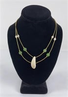 Alaskan Fossil Walrus Tooth and Jade Necklace