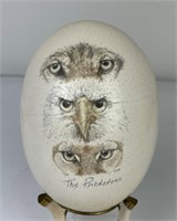 Predators of North America Scrimshaw Ostrich Egg