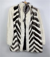 Two Tone Rex Rabbit Fur Jacket Coat