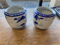 Pair of Blue & White Asian Planters