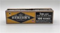 100 Rounds Herters 9mm Ammo