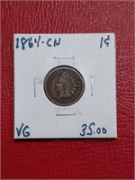 1864 Copper Nickel Indian Head Penny coin