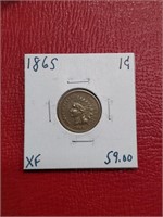 1865 Indian Head Penny coin XF+