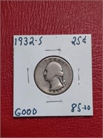1932-S Washington Silver Quarter coin