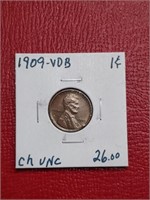 1909-VDB Lincoln Wheat cent coin Uncirculated