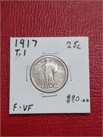 1917 Type 1 Standing Liberty Silver Quarter coin