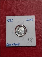 1955 Roosevelt Silver Dime coin proof