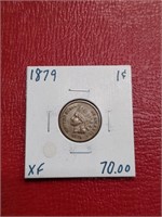 1879 Indian Head Penny coin XF+