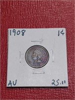 1908 Indian Head Penny coin AU/UNC