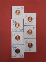 Lot of seven vintage proof Lincoln cent penny