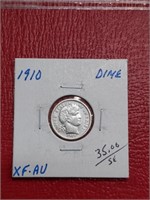1910 Barber Silver Dime coin