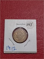 1912 Liberty V Nickel coin AU+
