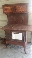 Cast Iron Wood Burning Cook Stove W/ Porcelain *