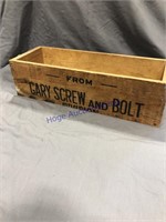 GARY SCREW AND BOLT WOOD BOX, 7 X 19.5 X 5" TALL