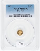 Coin 1871 ¼ Dollar California Fractional Gold PCGS