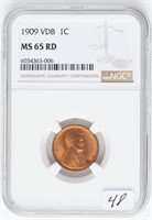 Coin 1909 VDB Lincoln Cent - NGC MS 65 RD