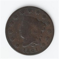 Coin 1821 United States Large Cent In VG