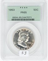Coin 1953-P Ben Franklin Half Dollar - PCGS PR65