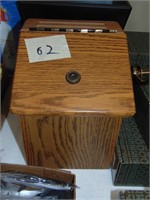 oak suggestion box and decorator waste can