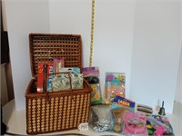 Picnic basket, Metal harmonicas, bell and toys