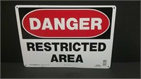Danger Restricted Area Metal Sign 14x10"