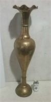Tall 36.5"h  Etched Brass Fluted Top Vase