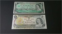 Two Unc Canada 1 Dollar Banknotes 1867-1967 &