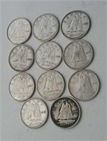 11 Canada Silver Dimes 1940-1959