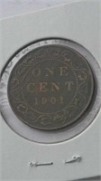 1901 Canada Large Cent VF20 Queen Victoria