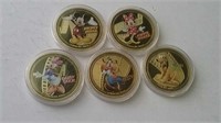 Five Disney Character Medallions - Not Silver