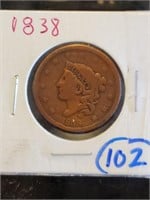 1838 US Large braided hair cent