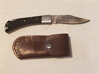 8 inch folding pocket knife w damascus blade