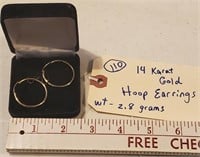 14k gold hoop earrings abt 1 inch wide 2.8g